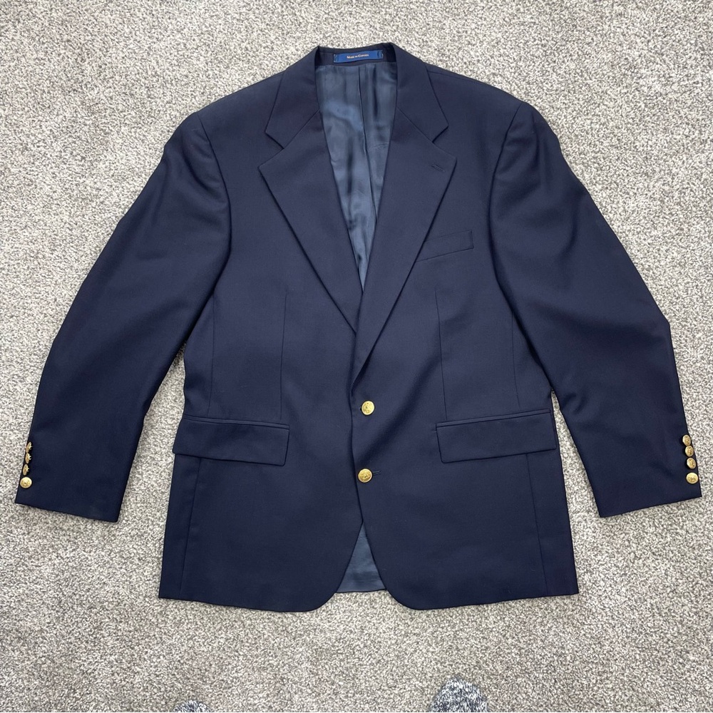 Polo University Club Ralph Lauren blazer sport coat 100% wool gold buttons 43R